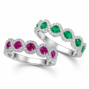 Anello con Design a Linea di Rubini Color Smeraldo, Stile Elegante per Donne - Product Image 1