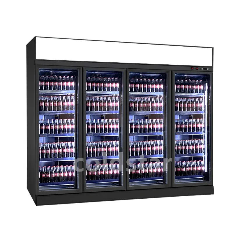 Süpermarket enerji verimli cam ekran soğuk içecek buzdolabı dondurucu