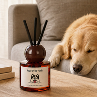 Diffuseur à bâtonnets sans danger pour les animaux (120 ml) – Parfum Sauge – Non toxique – Sans flamme nue – Sans danger pour les chats et les chiens – Élimine efficacement les odeurs