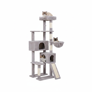 Fantastique tour d'escalade pour chat en bois, 60,60 pouces, 4 niveaux, durable, pour 1 à 3 chats, style moderne, emballé en carton - Product Image 2
