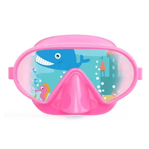 قناع سباحة مضاد للماء من قطعة واحدة ، نظارات PC نوركل ، نظارات سباحة وردية للبالغين