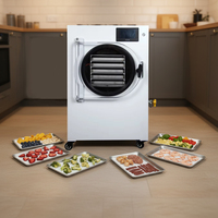 Automatische 5-Tray Mini Vriesdroger voor Thuisgebruik, Hoge Efficiëntie Vacuümdroging Bloemen Fruit Groenten Voedselverwerking SUS304