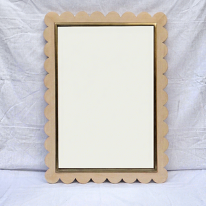 Scalloped Wooden Framed <b>Wall</b> <b>Mirror</b> Handcrafted Decorative Vanity <b>Mirror</b> Modern Bathroom Bedroom Entryway Accent Home Decor - Product Image 1
