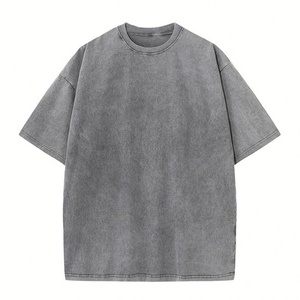 Camicia da Uomo 100% Cotone Lavaggio Acido Oversize Girocollo Semplice Abbigliamento Sportivo e per il Tempo Libero Manica Corta 100% Cotone - Product Image 6
