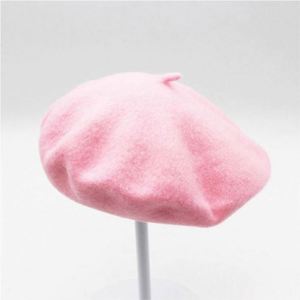 Béret en feutre de laine uni de couleur unie pour femmes, vente en gros - Product Image 4