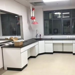 Banc <span class=keywords><strong>de</strong></span> travail <span class=keywords><strong>de</strong></span> <span class=keywords><strong>laboratoire</strong></span> en acier moderne résistant aux produits chimiques avec armoires <span class=keywords><strong>de</strong></span> rangement pour l'utilisation en atelier scolaire - Product Image 2