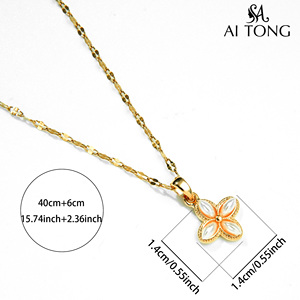 Collana di Design Classico a <span class=keywords><strong>Quadrifoglio</strong></span> in Acciaio Inossidabile Placcato Oro 14K con Perle Finte in Rame, Gioielli alla Moda per Anniversario - Product Image 5