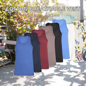 Nouveau style d'été – Gilet polyvalent pour homme, col rond, 100 % coton tricoté, ample, confortable, doux pour la peau, respirant et à séchage rapide - Product Image 2