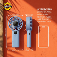 Ventilateur portable sans fil turbo 199 vitesses, vent puissant, rechargeable, ventilateur portatif pour extérieur avec aromathérapie