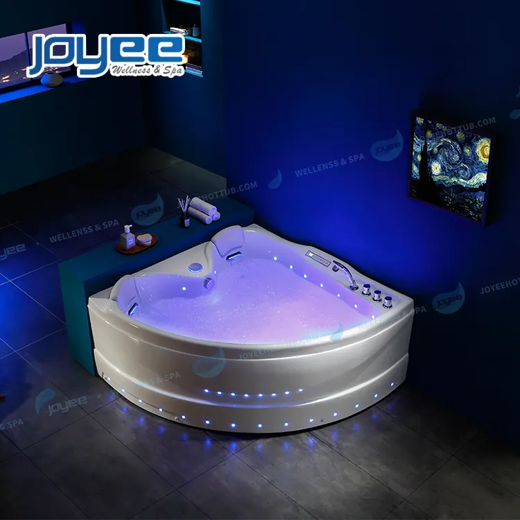 JOYEE yeni akrilik fiberglas standart küçük köşe jakuzi masaj küveti boyutu yetişkin kapalı banyo küvet