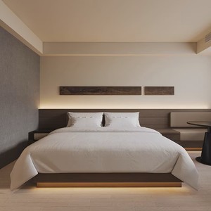 Meubles commerciaux modernes abordables, ensemble complet de chambre à coucher, cadre de lit en bois simple ou double sur mesure pour hôtel, gîte, Airbnb, location - Product Image 1