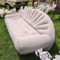 Canapé gonflable en PVC à double dossier en éventail, floqué, portable, pour camping en extérieur, modèle AA027, directement de l'usine, prêt à être expédié