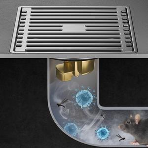 Siphon de sol en acier inoxydable SUS 304 épaissi, anti-odeur, rectangulaire, pour salles de bain, douches, toilettes et machines à laver - Product Image 5