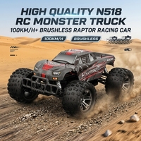 Camion monstre RC N518 de haute qualité, 100 km/h+, voiture de course Raptor sans balais, véhicule tout-terrain haute vitesse 1/8, cadeau de jouet génial