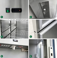 Réfrigérateur vertical en acier inoxydable à 6 portes pour restaurant, hôtel, cuisine commerciale, dégivrage automatique, éclairage LED, 2-8°C