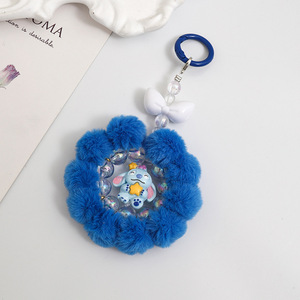 DIY Sangle de téléphone en pompon doux et moelleux avec perles, porte-clés lumineux en forme d'animal de dessin animé, en acrylique écologique, rond, pour Noël, pour filles, mignon, Kawaii, cadeau - Product Image 6