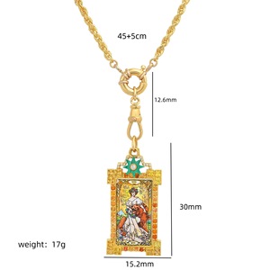 Estilo bohemio <span class=keywords><strong>Tarot</strong></span> Long Sun Moon Devil's Eye Colgante Latón Corazón Aniversarios Collar para mujer - Product Image 5