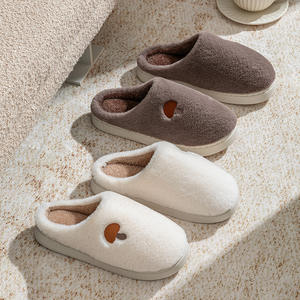 Pantuflas de Algodón para el Hogar, Otoño e Invierno, con Bordado, Color Sólido, Afelpadas, Cálidas, Diseño Antideslizante para Parejas - Product Image 4