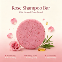 Shampooing solide à la rose naturelle, sans plastique, zéro déchet, anti-frisottis, nourrissant, shampooing solide floral pour cheveux secs, sensibles et abîmés