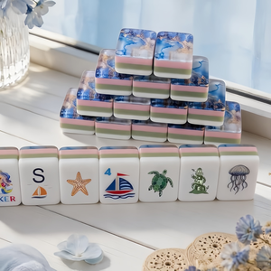 Distinctive Premium Acrylic Cloisonne Inspired Luxury Style Acrylic <b>Mahjong</b> <b>Set</b> With Case for E-commerce Brand Customized <b>Set</b> - Product Image 4