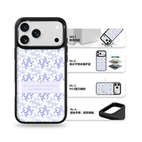 Coque de téléphone AG Feeling Black Edge avec motif floral violet doré pour iPhone 17, 17 Pro Max, 16 Pro, 15 – Coque magnétique