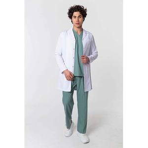 ชุดยูนิฟอร์มโรงพยาบาลผ้าสแปนเด็กซ์ชุดเสื้อโค้ทแลปทอลายทแยงสีขาวผลิตจากจีน - Product Image 2