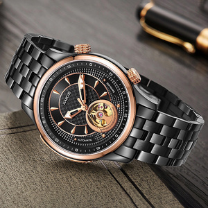 Reloj Mecánico Automático de Lujo para Hombre, con Esfera Redonda de Acero Inoxidable, Luminoso, 50M, Negro, Estilo Ejecutivo - Product Image 4