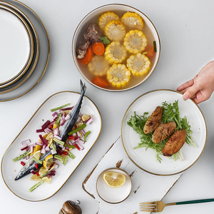Offre Spéciale : Plat en Céramique Ovale Plaqué de Luxe sur Mesure pour Restaurants 5 Étoiles et Shopping <span class=keywords><strong>Black</strong></span> <span class=keywords><strong>Friday</strong></span> - Product Image 4