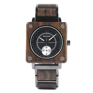 奢华腕表木质手链金属外壳接受定制直销木制手表男士方形手表