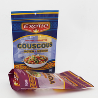 Sachet support personnalisable en feuille d'aluminium refermable thermoscellable de qualité alimentaire PET pour aliments secs, couscous, emballage en mylar