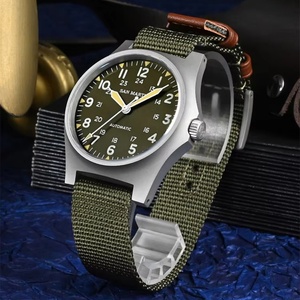 San Martin SN0137 <b>Pilot</b> Watch 38mm NH35 Retro Automatic Mechanical Wristwatch Bead Blasted <b>Case</b> Waterproof 100m - Product Image 4