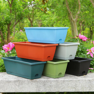 Jardinière rectangulaire WEICHENGXING à économie d'eau, style nordique, pot en résine pour jardinage sur balcon, respirant, facile à utiliser - Product Image 1