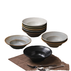 Taza de cerámica gruesa de estilo japonés, cuenco Dim Sum Retro de patas altas, plato poco profundo transparente para ensalada fría, postre transfronterizo - Product Image 5