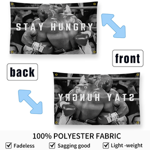 Tapestry da <span class=keywords><strong>boxe</strong></span> di Mike <span class=keywords><strong>Tyson</strong></span> "Stay Hungry", bandiera decorativa da parete con scena di combattimento in bianco e nero - Product Image 6