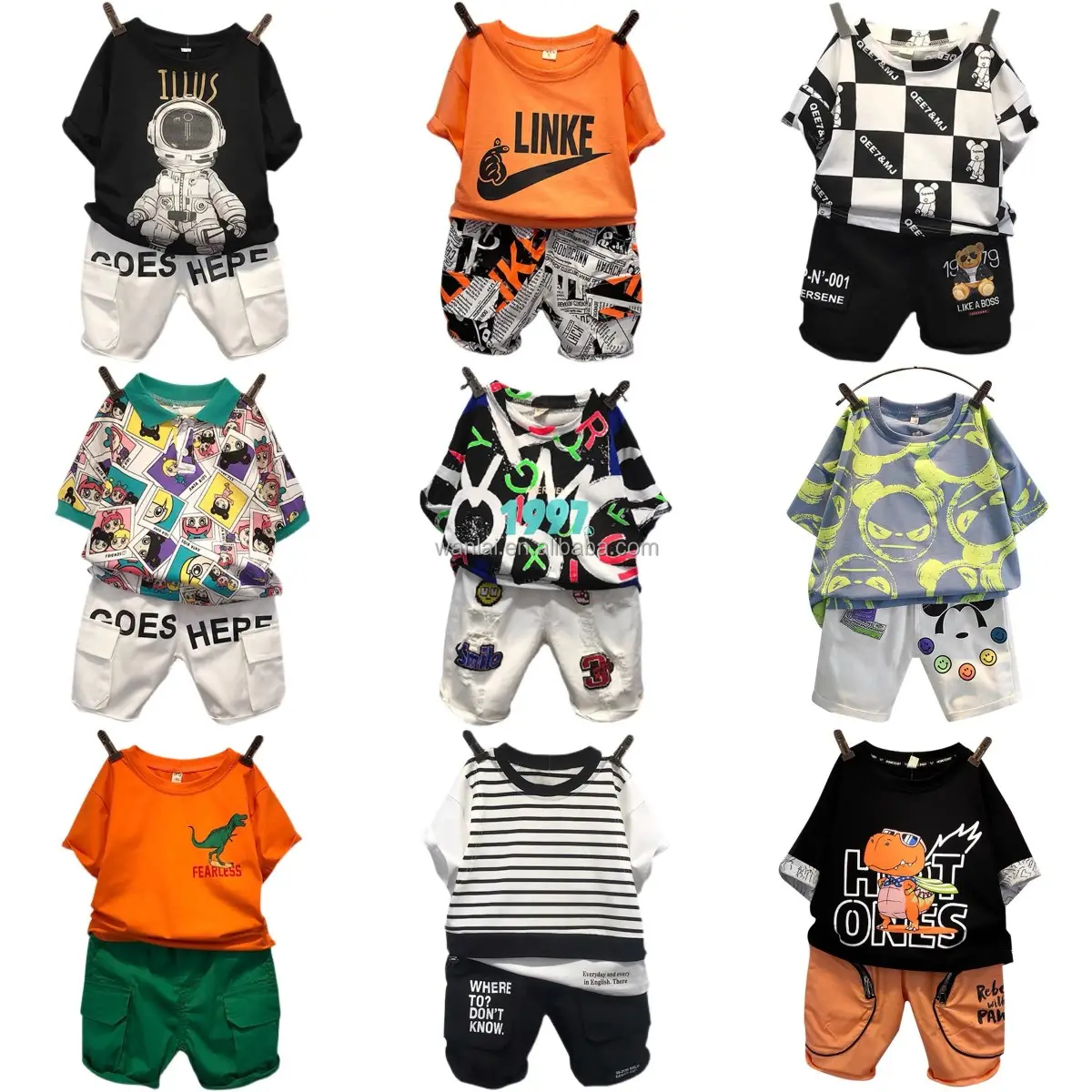 Wholesale Summer Kids Clothes Stylish Baby Boys Clothing Sets Cotton Cuit for Children