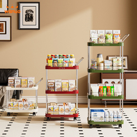 Chariot utilitaire roulant WANUO à 2/3/4 niveaux, chariot de rangement mobile avec plateau transparent pour collations, organisateur pour petits espaces