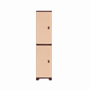 Foldable Stackable <b>Plastic</b> <b>Storage</b> Container with Rattan <b>Drawer</b> and Clothes Hanging Pole Space Saving Wardrobe Organizer - Product Image 1