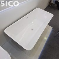 Baignoire autoportante carrée en acrylique avec hydromassage et jets d'air, certifiée CE, pour spa intérieur mural