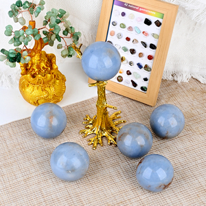 ลูกบอลคริสตัลแองเจลไลท์สีน้ำเงินธรรมชาติขัดเงา ขายดี สำหรับตกแต่งบ้านและบำบัดรักษา - Product Image 3