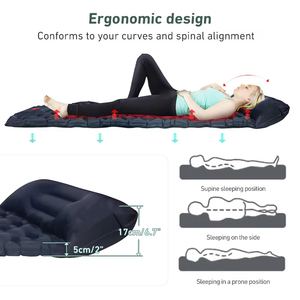 Matelas de camping gonflable pour l'extérieur, tapis de voyage pliable avec oreillers, matelas pneumatique ultraléger avec pompe de gonflage intégrée - Product Image 5