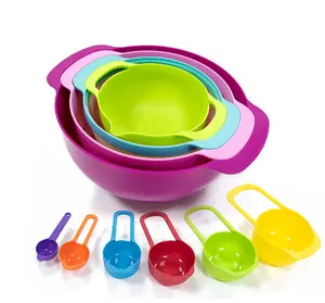 Nuevo estilo de moda, utensilios de cocina de <span class=keywords><strong>diez</strong></span> piezas, tazón mezclador de arcoíris de plástico multiusos, utensilios para hornear verduras y frutas - Product Image 1