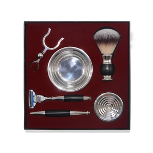 면도 브러쉬 스탠드 안전 면도기 및 면도 그릇 빈티지 손질 키트 남성 면도 세트 - Product Image 5