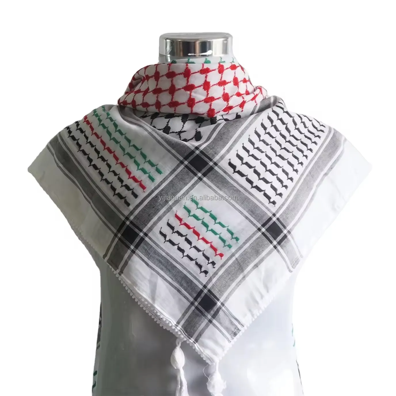 Arabic headscarf colorful unisex tassel square scarf Middle Eastern scarf Muslim