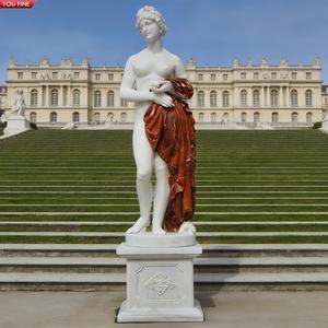 Sculpture en pierre naturelle personnalisée, taille réelle, sculptée à la main, vente directe, Sculpture en marbre de jardin européen, Statue de Venus et de pomme dorée - Product Image 6