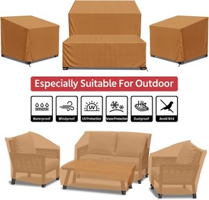 7 kişilik ağır su geçirmez veranda sandalye koltuk takımı kapak dış mekan mobilya örtüsü Rattan kanepe kılıfı - Product Image 2