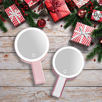 Miroir de maquillage de voyage à LED double face, grossissement 1X 10X, lumière à 3 couleurs, miroir de vanité portable pliable à main