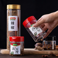 Contenant à condiments en PET, pots à épices, salière et poivrière, bouteille d'emballage en plastique pour épices avec double bouchon à clapet