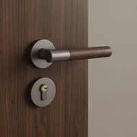 Poignée de porte en alliage de zinc noir, poignée à levier moderne pour porte d'appartement