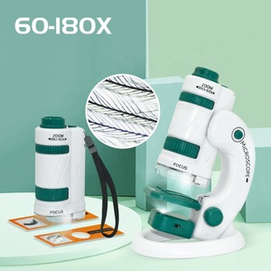 STEM生物顕微鏡キット 60倍～180倍ズーム 子供用科学顕微鏡おもちゃ 分解可能 ポータブル ポケットミニ顕微鏡 - Product Image 2