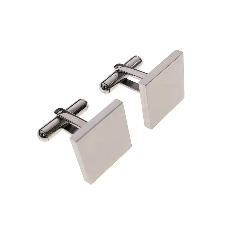 Stainless steel cufflinks blank custom logo letters Round armband Square cuff buckle Fashion simple French men's accessories